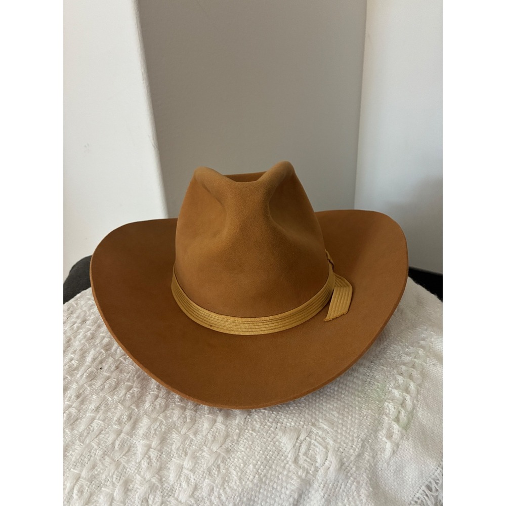 Vintage Wright Cowboy Hat Fur Felt Frontier Ranch Supply Memphis TN Brown 1960s
